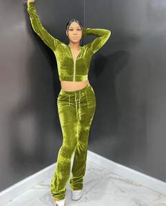 ชุดวอร์ม2ชิ้นสำหรับผู้หญิงเสื้อครอปแบบซิปรูดซิปมีกระเป๋า - Product Image 4