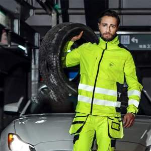 แจ็กเก็ตนิรภัยสะท้อนแสงสำหรับทุกเพศ, เสื้อฮู้ดกันน้ำเสื้อโค้ทแขนและกันลมพร้อมชุดทำงานกระเป๋า Hi VIS - Product Image 6