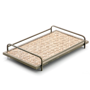 Classic Iron Rattan Serving <b>Tray</b> with <b>Large</b> Size Perfect for Jute Dessert Serving at Weddings and Restaurants - Product Image 1