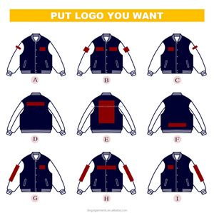 <b>Men's</b> Varsity <b>Jacket</b> Stand Collar Wool Blend Breathable Windproof Embroidery Boys College Front Logo Letterman - Product Image 6