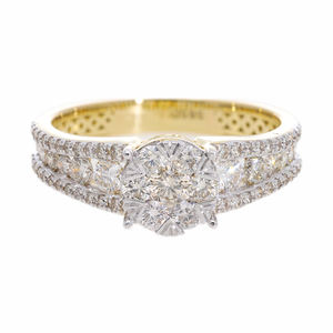 แหวนหมั้นกลมสีทอง14K สุดหรูพร้อมเพชรธรรมชาติแบบง่ามและตั้งค่าช่องเพื่อความสง่างามเปล่งปลั่ง - Product Image 4