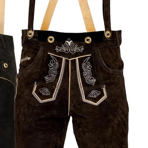 Nouveaux shorts bavarois en cuir Lederhosen pour l'Oktoberfest, taille haute, cuir de haute qualité, finition foncée, design unique, Kneibund, meilleur prix - Product Image 4
