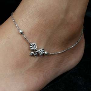 925 Silver <b>Anklet</b> Cute Bunny <b>Gold</b> Plated Diamond Rhinestone Butterfly Patterns Christian Religious Nazakat Style for Party Gift - Product Image 4