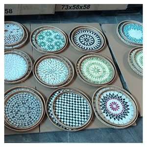 Plateau en rotin nacre, artisanat en rotin avec incrustation de perles pour l'affichage de produits de luxe et la décoration de comptoir, Vietnam - Product Image 2