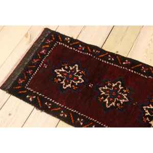 Tapis turc 1,5x3,4 pieds, petit tapis vintage, tapis rouge et bleu avec motifs de plantes et d'arbres - Product Image 4