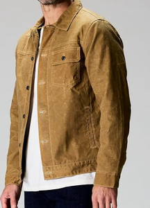 Chaqueta Impermeable de Lona de Algodón Marrón Sólido para Hombre - Product Image 2