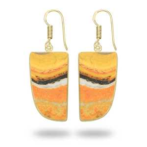 Pendientes con Forma de Gema Curativa Natural, Jaspe Abejorro, Chapado en Oro de 18K, Joyería Hecha a Mano para Mujer, Regalo para Fiesta - Product Image 5