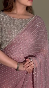 Best Selling Indian Bollywood Rich Look Fancy Ethnic Georgette Fabric Sari Trendy Party Wear Women Diwali Wedding - Product Image 4