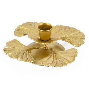 Wholesale Decorative Ginkgo Leaf Iron <b>Candle</b> Holder Antique <b>Gold</b> Pillar Stand for Wedding Events Hotel Restaurant Centerpieces - Product Image 1