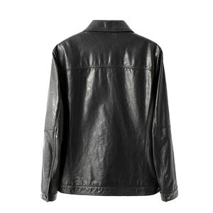 Veste en cuir véritable enduite pour homme, en cuir de vache ciré, longueur régulière, col montant, style automne-hiver, nouveau style, décontracté, vintage - Product Image 2
