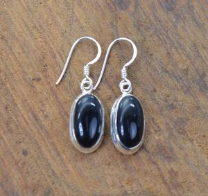 ต่างหูห้อยแบบโบฮีเมียนสินค้ามาใหม่ทำด้วยมือ925สเตอร์ลิงสีดำนิลรูปวงรีรูปแบบสันติภาพขายส่ง - Product Image 3