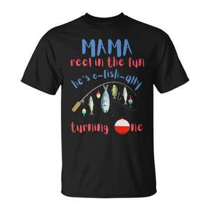 Camiseta promocional con tema de pesca para el primer cumpleaños de mamá, mamita, O-Fish-Ally - Product Image 1