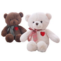 Ours en peluche mignon très populaire, personnalisé avec ruban et cœur, jouet en peluche doux, ours en peluche blanc et marron personnalisé avec cœur