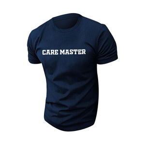 เสื้อยืดถักสำหรับผู้ชายมาใหม่เสื้อยืดธรรมดาแขนสั้นแบบลำลองถักคอกลมเสื้อมีโครง - Product Image 4