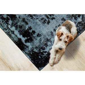 พรมเหรียญสีดำ: สไตล์ตุรกีชาติพันธุ์พรมกันลื่นพรมบางแบบไม่ทอ - Product Image 1