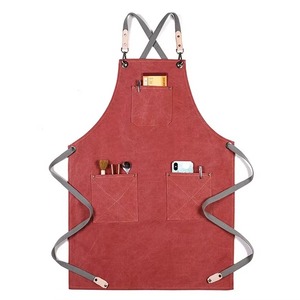 Tablier de travail en toile robuste multi-poches avec impression de logo personnalisé pour les fleuristes, les électriciens, les jardiniers, les baristas - Product Image 2