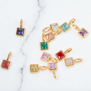 Gold Vermeil Tiny Square Gemstone Charm <b>Pendant</b> - 925 Silver <b>Pendants</b> For Necklace - Square Collet Gemstone <b>Pendant</b> - Product Image 1