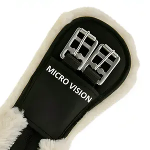 Nouvelle mode équipement d'équitation fausse fourrure courte circonférence sangles élastiques Western équestre cheval Tack Dressage circonférence en cuir - Product Image 1