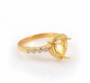 Bague de mariage en argent sterling véritable 925 5x7mm avec sertissage de diamants poire et pierre personnalisée plaquée or 18 carats - Product Image 3