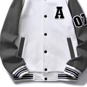Custom Men Embroidery Letterman <b>Jacket</b> <b>with</b> Front Logo Reversible & Breathable <b>Fleece</b> Winter Casual Street Style - Product Image 5