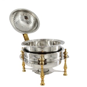 Casserole en acier inoxydable avec support en rotin couleur blanche pour réchauffer les aliments fournitures de marmite uniques pour l'Inde - Product Image 5