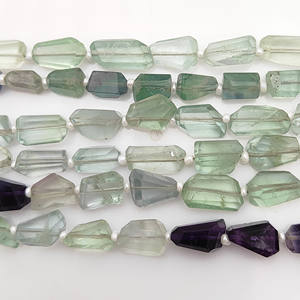 Multi Fluortite Gemstone Faceted Nuggets Shape Beaded Brins 8 inch Long Loose Stone Bead Strand For Jewelry Making - Product Image 3