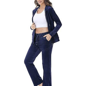 Chándales de terciopelo para hombres y mujeres, venta al por mayor, nuevo y elegante chándal de terciopelo de algodón ajustado para invierno con patrón sólido - Product Image 2