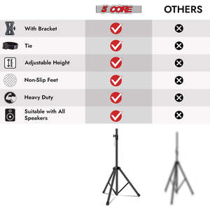 5 Core Speaker Stand <b>Tripod</b> Heavy Duty Adjustable 72 Universal Mount for PA DJ Studio - Product Image 5