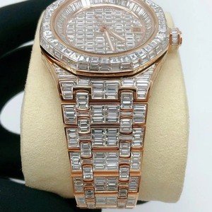 Personalized Baguette Cut VVS Moissanite Diamond Iced Out Hip Hop <b>Mechanical</b> Automatic Wrist <b>Watch</b> Fashion Luxury Wear <b>For</b> <b>Men</b> - Product Image 2