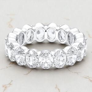 Oval Cut 5.00 Carat E-F/VVS-VS Moissanite Diamond Full Eternity Pave <b>Set</b> Wedding <b>Ring</b> Made in Solid Gold <b>For</b> <b>Women</b> - Product Image 6