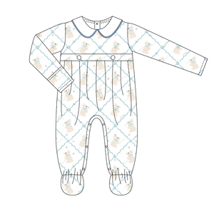 Pigiama Vintage con Coniglietto Blu e Rosa con Diamanti, Mascherina Coordinata, Collezione Pigiama per Bambini e Neonati - Product Image 6