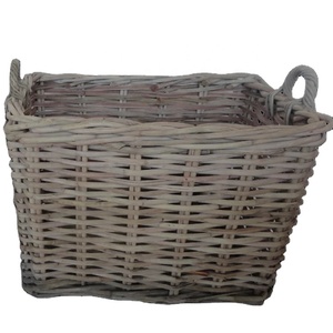 Set of 2 Classic Grey Rattan <b>Baskets</b> Outdoor Indoor Use Living Room Hotel Park Courtyard Hall Apartment Durable <b>Wicker</b> Material - Product Image 1