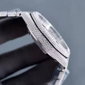 Reloj de diamantes Moissanite con diamantes brillantes redondos de Moissanite para hombres, colección de regalos de Hip Hop, reloj suizo - Product Image 5