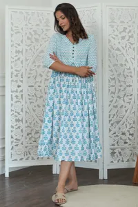 Vestido Maxi floral elegante para mujer, lavable para invitados de boda, fiestas en el jardín y ocasiones de verano, directo desde la India - Product Image 4