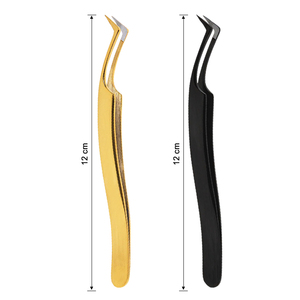 Pinzas para Extensión de Pestañas con Punta de Fibra, Color Dorado Plasma y Negro, Pinzas para Pestañas de 90 Grados de Bahasa Pro - Product Image 3