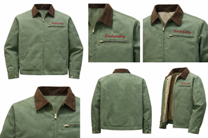 OEM Men's <b>Jacket</b> 14 Oz Washed Canvas Detroit <b>Jackets</b> Workwear Detroit <b>Jackets</b> With Custom Logo <b>Corduroy</b> Collar Casual <b>Jackets</b> - Product Image 4