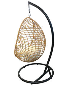 PRSW-045 Weather Resistant Poly Rattan Outdoor Swing Chair Modern <b>Egg</b> Design with Stand for Living Room Park & Mall - Product Image 4