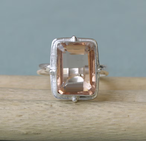 Dainty Peach Morganite Gemstone Bague de mariage en argent sterling 925 Cadeau de bijoux de mode élégant - Product Image 2