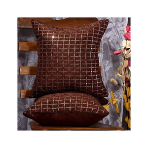 Coussin moderne 16x16 pouces 100% coton jaune brodé utilisant des colorants sans azo pour la vente en gros, livraison rapide et commandes d'usine - Product Image 4