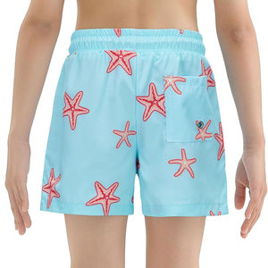 Short de bain confortable à imprimé bleu pour homme avec cordon de serrage à la taille 100% Short en polyester écologique à motif solide - Product Image 6