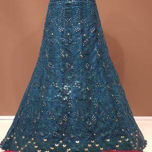 Thanh Lịch Nặng Sequin Làm Việc 3M Flair 2.5M Dupatta 1.2M Thêu Dài Choli Vải Lưới Lehenga Choli Set Cho Mùa Hè Bên - Product Image 1