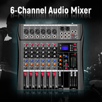 Console de mixage audio professionnelle VOXFULL 6 canaux avec BT, USB, MP3, alimentation fantôme 48V pour DJ, performances live et karaoké