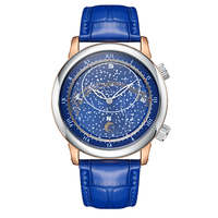 Montre PAULAREIS pour homme, automatique, à remontage automatique, bracelet en cuir, luxe, ciel étoilé rotatif sculpté, lumineux, cadeau publicitaire