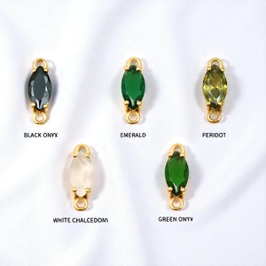 Marquesa facetado Esmeralda cuarzo piedra preciosa 6x12mm conector encantos chapado en oro doble fianza encanto para la fabricación de joyas - Product Image 2