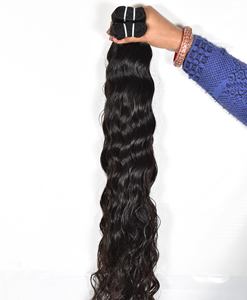 Cuticule de temple de couleur naturelle indienne non traitée traitement aligné aucun machine double trame extensions de cheveux humains à ondes profondes - Product Image 1