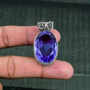 Colgante de tanzanita natural hecho a mano, colgante de plata de ley 925, joyería elegante, collar de piedras preciosas, regalo de joyería de diseñador antiguo - Product Image 1