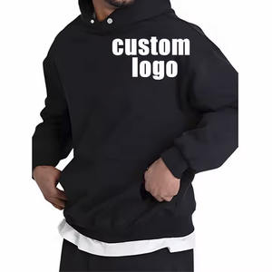 100% Cotton Blank Drop Shoulder Pockets Functional Oversize Pullover Heavyweight Sweatshirt <b>Hoodie</b> for <b>Men</b> - Product Image 1