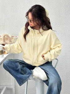 Sudadera con Capucha Completa para Mujer, para la Temporada de Frío, de Algodón y Felpa, con Cuello Alto, Color Sólido, Logotipo Personalizado, Ropa de Entrenamiento, Venta al por Mayor - Product Image 6