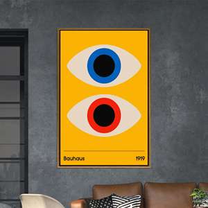 Bauhaus Eye Canvas Art: Bold Modernist Geometric Decor Print,GOLD <b>FRAMED</b> CANVAS - Product Image 1