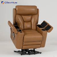 Fauteuil inclinable électrique à gravité zéro LZ015P2 en cuir véritable pour seniors, avec appuie-tête électrique, soutien lombaire, airbag et porte-gobelet rafraîchissant